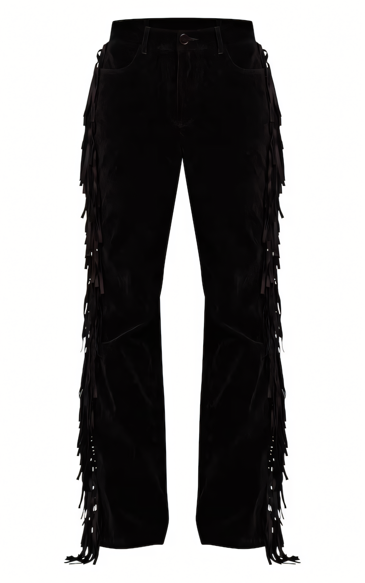 Black Suede Fringe Pants